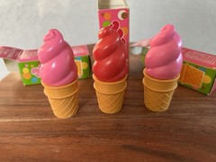 (3) 70s Vintage Avon Lip Pomade Ice Cream Cone Cherry, 2 Strawberry New with Box