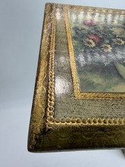 VTG Gold Gilt Italian Florentine Tole Wood Wall Picture Plaque FLORAL 7”x 6”