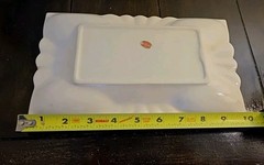 Vintage Enesco 1970s Import Ashtray. White, Gray, & Black. 10 1/8″X 6 1/8″x 7/8″
