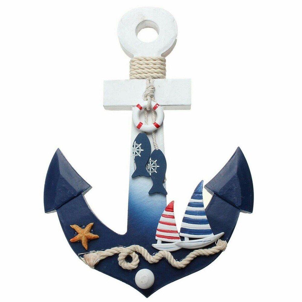 1PC New Anchor Maritime Decoration Wood Wall Hanging Hook Ship Sailboat Gift US