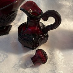 Vintage Avon Cape Cod Red Glassware Lot Sugar Creamer Cruet Butter Dish Gravy