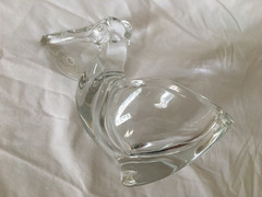 Vintage Sasaki Japan lead crystal Pelican candy nut trinket dish bowl 6″ tall