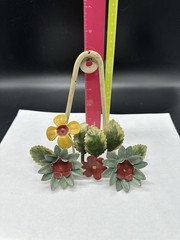 Hand Painted Italian Floral Plate Hanger-Metal Tole Vintage