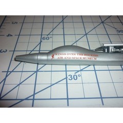Wings Over Rockies Air Space Museum Rocket Jet Novelty Pen Silver 6in USA Vtg