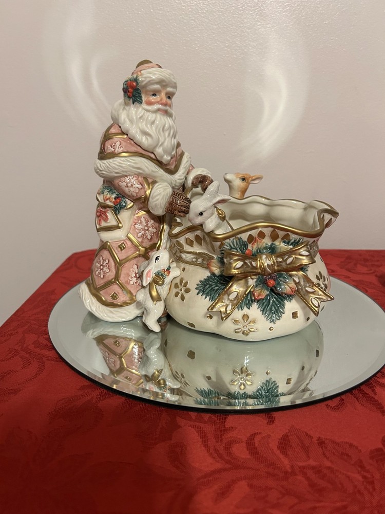 Fitz and Floyd Snowy Woods Candy Dish 9 1/2″ Tall Classic NIB