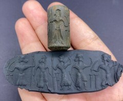 Middle Eastern Antiquities Ancient Near Eastern Story Scene Intaglio Cylinder Se