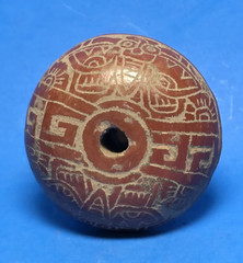 PRE-COLUMBIAN MIXTEC DECORATED CERAMIC SPINDLE WHORL