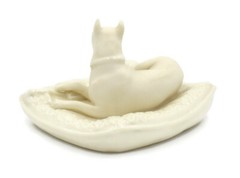 Vintage Belleek Boxer Dog Figurine, Parian Porcelain Hallmark, 6th Mark Ireland
