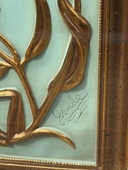 Vintage Homco Gold Floral Wall Plaques Set of 4 MCM Teal Blue Botanical 1970s