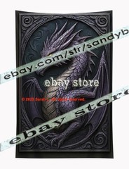 Purple Dragon Relief Tapestry 3D look Wall Art fantasy decor 39X59 in