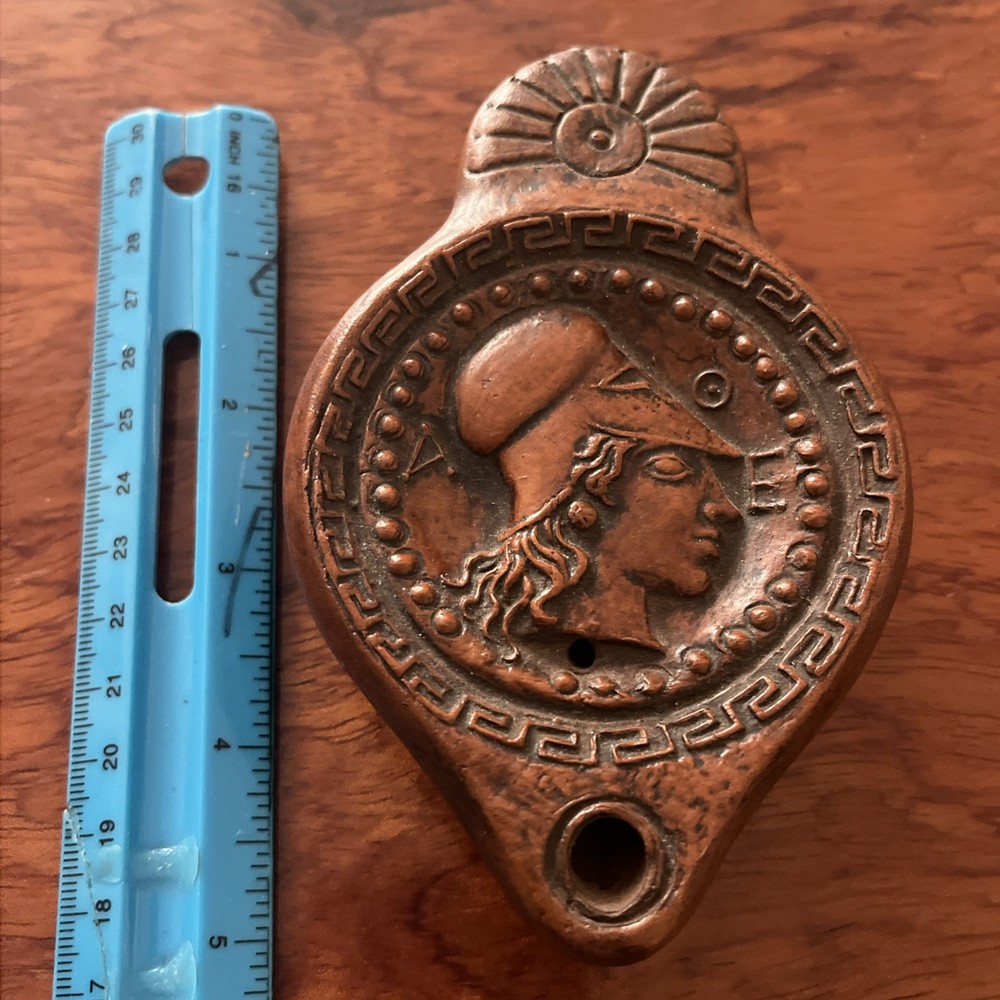 Greek Terracotta Oil Lamp Replica – Votive Offering of the Courtesan Athena