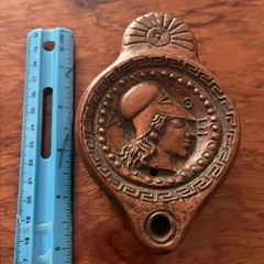 Greek Terracotta Oil Lamp Replica – Votive Offering of the Courtesan Athena