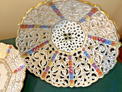 Dresden Flowers, Schumann Bavaria PIERCED RETICULATED BOWL & Underplate PERFECT