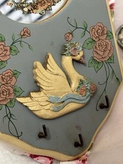 Vintage Shabby Chic Cottage Decor Lot Dresden Roses Swan Mirror Heart