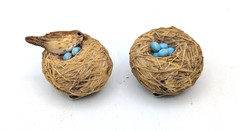 MARJOLEIN BASTIN Hallmark Bird Nest Clip Pair, Blue Eggs Ornaments Vintage, NEW