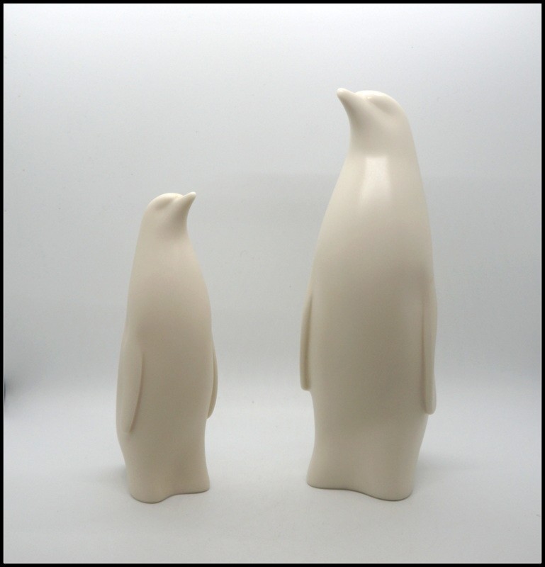 Vtg Meito Luxe China Modernist Penguin Figurine Pair MCM Noritake Blank Japan 2