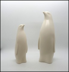 Vtg Meito Luxe China Modernist Penguin Figurine Pair MCM Noritake Blank Japan 2