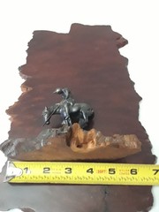 End of The Trail Wooden Plaque Folk Art Native American Warrior on Horse Vintage