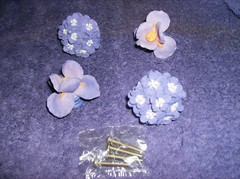 NEW PURPLE FLORAL CERAMIC 4 PC DRAWER PULLS WITH HARDWARE KNOBS MADE IN USA