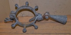 Rare cast steel vintage boat boom mast collar ring 8″ id ship collectible part