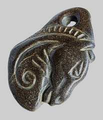 300 BC Ancient Greek Carved Engraved Gemstone Pendant Medallion Amulet Horse