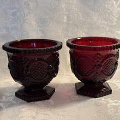 Vintage Avon Cape Cod Red Glassware Lot Sugar Creamer Cruet Butter Dish Gravy