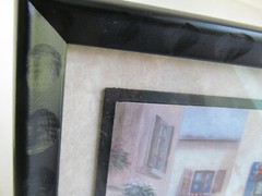 European Street Scene Picture Frame 11″x9″ Cafe’ Brick Floral Buildings Vtg F
