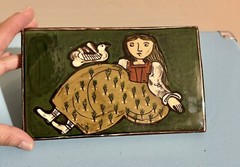 Tile/Hot Plate Switzerland Woman Bird Big Dress
