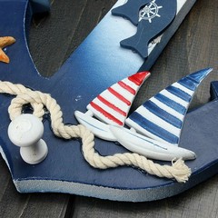 1PC New Anchor Maritime Decoration Wood Wall Hanging Hook Ship Sailboat Gift US