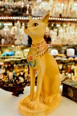 Unique Statue of Bastet Cat Heavy Large Size Handcrafted Painted Made in Egypt