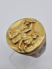 300 BC Ancient Roman Greek High Carat GOLD Silver Ring Erotic Motive Artifact