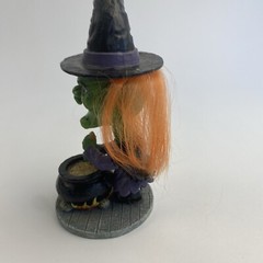 Halloween Bobble Head Figurine Witch Figurine & Cauldron Brew Pot Decor