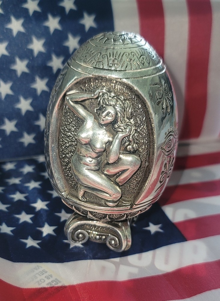 Vintage Silver Egg Made In Greece AG 995 270 Grams 9.52 Oz 3 3/4″ Tall