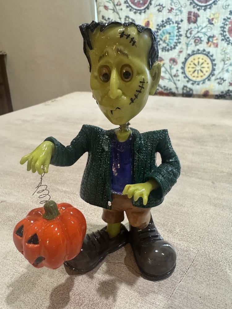 Fitz and Floyd Jiggling Halloween Frankenstein. With Box. Cute! 2005 Bobble Head