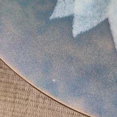 Vintage Bovano Copper Enamel Plate Blue with Daisy Type Flower Design 7.75″