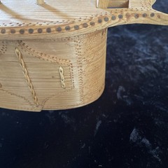 Vintage Norwegian Tine Box Wood Folk Art Scandinavian small 9×6 Signed UN 1987
