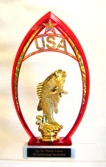 USA RED FRAME BASS TROPHY FISHING USA FRAME BASS FISH TROPHIES