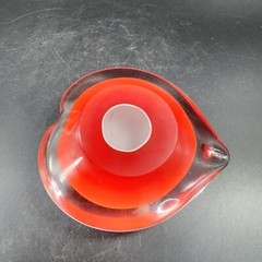Hand Blown Red Heart Glass Paperweight Figurine Cased Heavy Glass Figure VTG