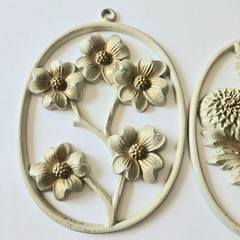 Vintage Sexton Metal Craft Wall Art Wild Flowers Floral Ovals 1970s/80s