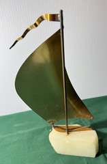 3 Vintage DeMott Brass MCM Metal Sculptures Onyx Base all Signed