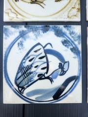 4x Studio Pottery Tiles Attrib Seth Cardew Wenford Bridge Bird Motif Cornwall