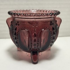 Vtg Degenhart Boyd Thumbprint Cauldron Gypsy Toothpick Candle Holder Amethyst
