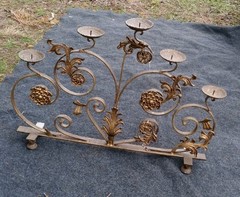 WROUGHT IRON CANDELABRA. RARE. HEAVY. FIVE CANDLES. 37 IN WIDE! 30 Lb? Italian?