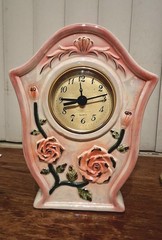 Unbranded Porcelain Rose Desk Clock Workig
