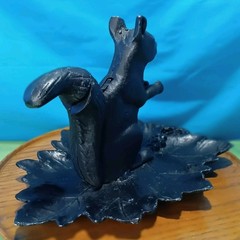 Vintage Aluminum Cast Squirrel Collectible Nut Cracker Black