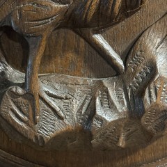 Antique French Hand Carved Oak Bird Relief Wall Panel Plaque Game Bird 21″
