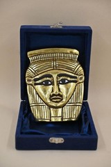 Gold Leaf Egyptian Goddess Hathor Ancient Egyptian Face and Solid Stone Figurine