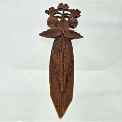 Rare Vintage carved wood Black Forest delicate floral bookmark