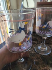AUNT RHODY GOOSE STEM GLASSES 10 oz. VINTAGE Set of 5 EXCELLENT CONDITION