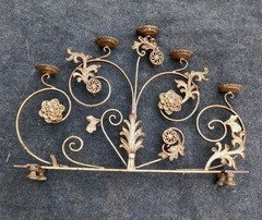 WROUGHT IRON CANDELABRA. RARE. HEAVY. FIVE CANDLES. 37 IN WIDE! 30 Lb? Italian?